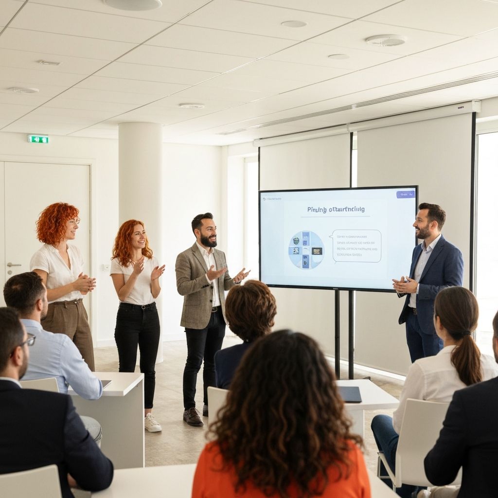 Giovani imprenditori che presentano la loro startup